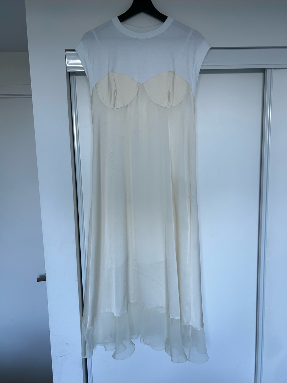 Sacai Panelled Midi Dress with Layered Slip Dress
